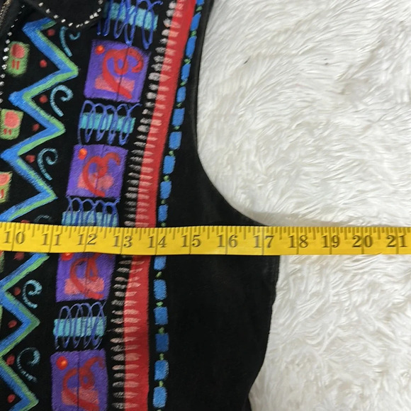 Vintage Handpainted Leather Vest Sz S - Picture 7 of 10